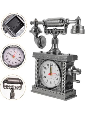 WİderMarkt Vintage Telefon Masa Saati – Retro Nostaljik Tasarım, Quartz Mekanizma,dekoratif Masaüstü Saat