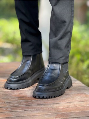 Belirtilmemiş Fermuarlı Kaymaz Taban Deri Bot Ortopedik Astar Günlük