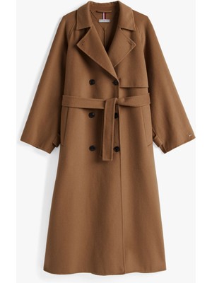 Tommy Hilfiger Kadın Kahverengi Tommy Hilfiger Oversızed Df Wool Bl, Gwe Kahverengi Kadın Mont