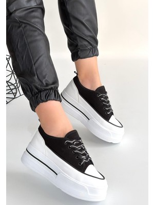 Karahanbey Dalen Siyah Keten Bağcıklı Spor Ayakkabı - Lisinya