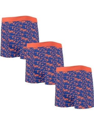 Septemmart 3 Lü Paket Alev Desenli Pamuklu Likralı Lastikli Bel Esnek Erkek Boxer