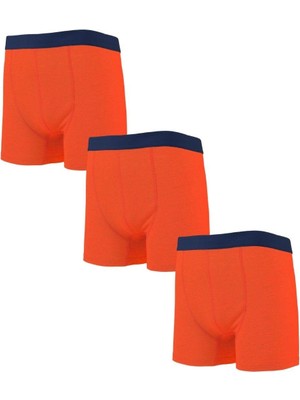 Septemmart 3 Lü Paket Oranj Pamuklu Likralı Lastikli Bel Erkek Boxer