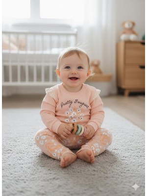 Şanslı Harikalar Pamuklu Çiçek Detaylı Askılı Bebek Takım