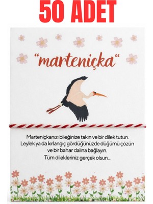 Jaida Moda Marteniçka Ip Bileklik – 50 Adet | Hediye Paketli & Kartlı