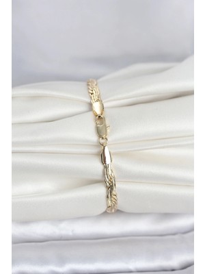 cm 14K Gold Renk Ezme Sarmal Zincir Model Kadın Bileklik - Bamido
