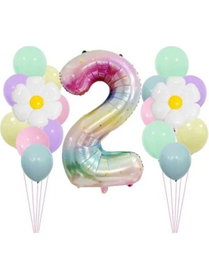 Papatya Folyo Balonlu Makaron Renk Balon Yaş Set