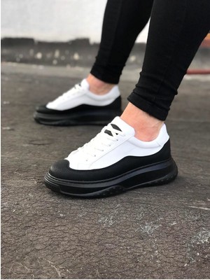 Zapatos WG507 Erkek Günlük Bağcıklı Cilt Spor Sneaker Ayakkabı Cst - Beyaz/siyah