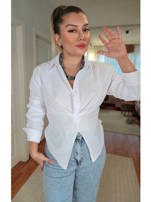 Mery Mery Boutique Tasarım Model Bağlamalı Pamuk Kadın Gömlek