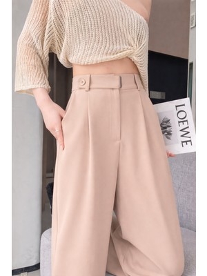 Hazel Kadın Taş Kemer Toka Detaylı Palazzo Pantolon