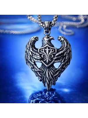 Paslanmaz Çelik Güç ve Asalet Simgesi Kartal Figürlü Erkek Kolye