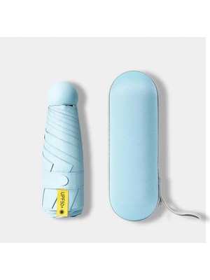 Mini Kapsül Şemsiye Kolay Taşınabilir Yağmur ve Güneşten Tam Koruma 6 Telli