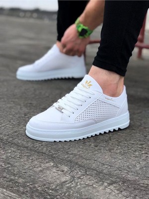 Zapatos WG505 Erkek Günlük Bağcıklı Cilt Spor Sneaker Ayakkabı Cbt - Beyaz