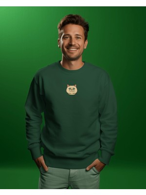 Muhtar Store Erkek Ragdoll Kedisi Desenli Sweatshirt – Minimal Göğüs Baskılı, Rahat Kesim