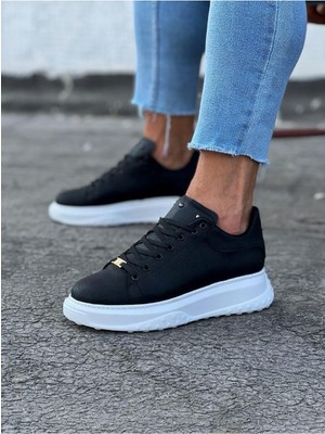 Zapatos WG501 Erkek Günlük Bağcıklı Cilt Spor Sneaker Ayakkabı Cbt - Siyah