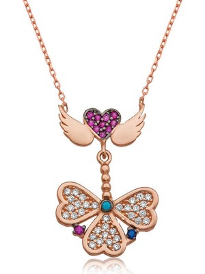 Bazarhane Gümüş Melek Kanatlı Yonca Kolye