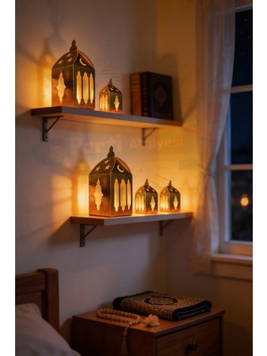 Allians 5'li Gold Metalik Karton LED Işıklı Masa Dekoru Seti