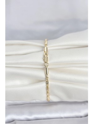 cm 14K Gold Renk Burgu Zincirli Model Kadın Bileklik - Bamido