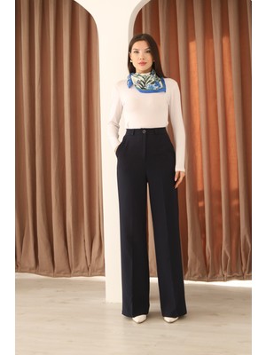 Hazel Kadın Lacivert Pilesiz Palazzo Pantolon