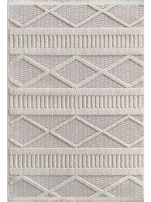 Woolen Halı Woolen Tual Anti Alerjik Bukle Halı 8404 Krem