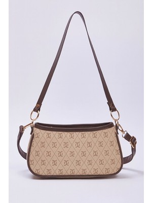 World Star Monogram Baskılı Ayarlanabilir Çapraz Askılı Çapraz El ve Omuz Baget Çanta Kol Çantası