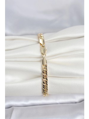cm 14K Gold Renk Kalın Zincir Model Kadın Bileklik - Bamido