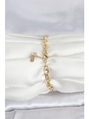 cm 14K Gold Renk Kalın Zincir Model Kadın Bileklik - Bamido