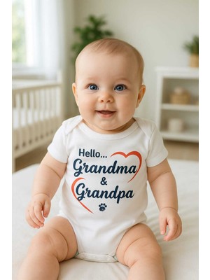 Bebek %100 Pamuklu Zıbın Büyükanne Büyükbaba  Baskılı