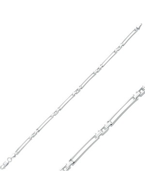 Bazarhane Gümüş Ince Çift Çizgili Erkek Bileklik