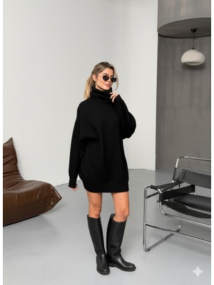 Bejna Kadın Balıkçı Yaka Oversize Triko Kazak