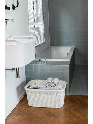 Braventa Collection Saban Hasır Desenli Çamaşır Selesi (Beyaz)