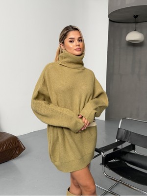 Bejna Kadın Balıkçı Yaka Oversize Triko Kazak