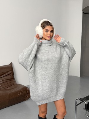 Bejna Kadın Balıkçı Yaka Oversize Triko Kazak