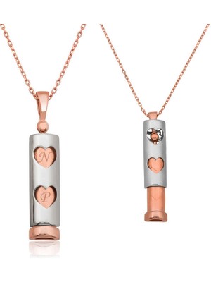 Bazarhane Gümüş Kalpli Çubuk Kolye