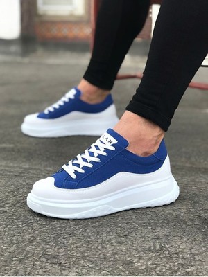 Zapatos WG507 Erkek Günlük Bağcıklı Süet Cilt Spor Sneaker Ayakkabı Scbt - Mavi/beyaz