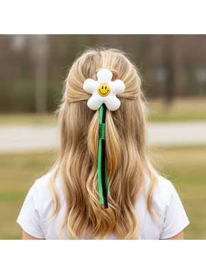 Woodycord El Yapımı Smiley Beyaz Papatya Otomatik Toka