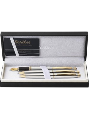 Braventa Collection Scrikss Knight 88 Dolma Kalemtükenmez Kalemversatil Kalem Takım Krom Altın