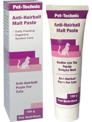Braventa Collection Pet-Technic Anti Hairball Malt Paste – Kediler Için Malt Bazlı Tüy Yumağı Önleyici Takviye Macunu –