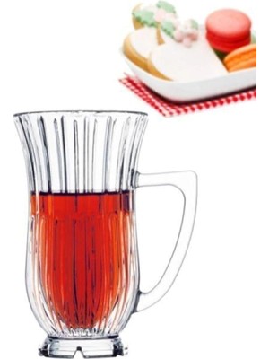Braventa Collection Paşabahçe Glamour Ayaklı Çay Bardak - Kulplu Çay Bardağı 6 Lı Cristalline
