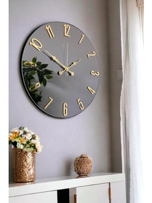 Braventa Collection Emores 41 cm Gerçek Ayna Pleksi Rakam Dekoratif Duvar Saati