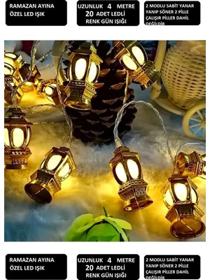 Allians Ramazan Ayına Özel 2,25 M Metal LED Işığı, Gün Işığı, 10 Led, 2 Mod