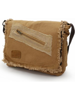 Braventa Collection Old Cotton Cargo 7136 Vintage Günlük Omuz Postacı Kanvas Okul 14 Inch Laptop Çantası