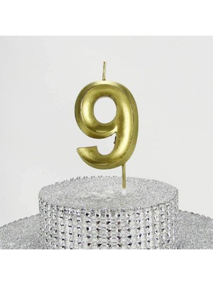 Braventa Collection Parti Vitrini 9 Dokuz Rakamlı Gold (Altın) Mum 6.5 cm