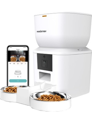 Braventa Collection Haustier QQ025-DUAL Kameralı Akıllı Kedi Köpek Otomatik Mama Kabı, App Uzaktan Kontrol, Sesle Çağırm