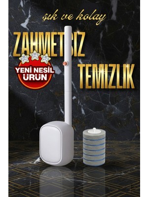 Yeni Nesil Sünger Başlıklı Tuvalet Fırçası – Değiştirilebilir Köpüklü Klozet Temizlik Seti