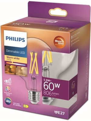 Braventa Collection Philips LED Classic 60W G93 E27 Kısılabilir Filament Glob WGD90