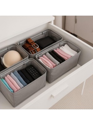 Braventa Collection Deconox 4 Adet Tek Boy Katlanabilir Çekmece Organizer Seti | Dolap Içi Saklama Kutusu | Iç Giyim, Ço