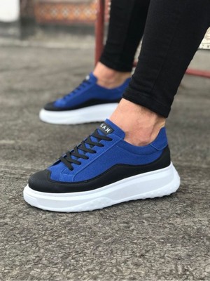 Zapatos WG507 Erkek Günlük Bağcıklı Süet Cilt Spor Sneaker Ayakkabı Scbt - Mavi/siyah