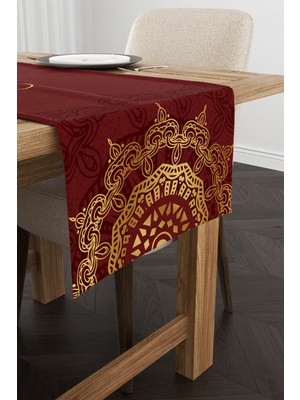 Allians Kırmızı Bordo Ramazan Temalı Dekoratif Dijital Baskılı Runner