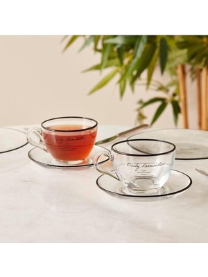 Braventa Collection Bella Maison Daily Reminder 2'li Çay Fincan Seti Siyah (240 Cc)