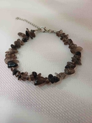 Shine Elagance Siyah Doğaltaş Kırık Kesim Dumanlı kuvars Kadın Bileklik Kapamaları Gümüş Rengi Çelik Sevgililer Günü Hediyesi